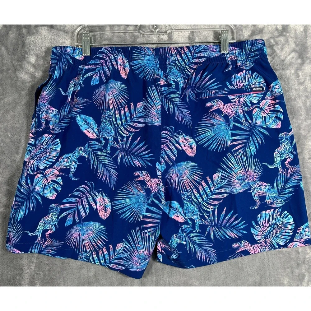 Chubbies Swim Trunks Mens 2XL New Prehistoric Blues 5.5'' Dinosaur T Rex Floral